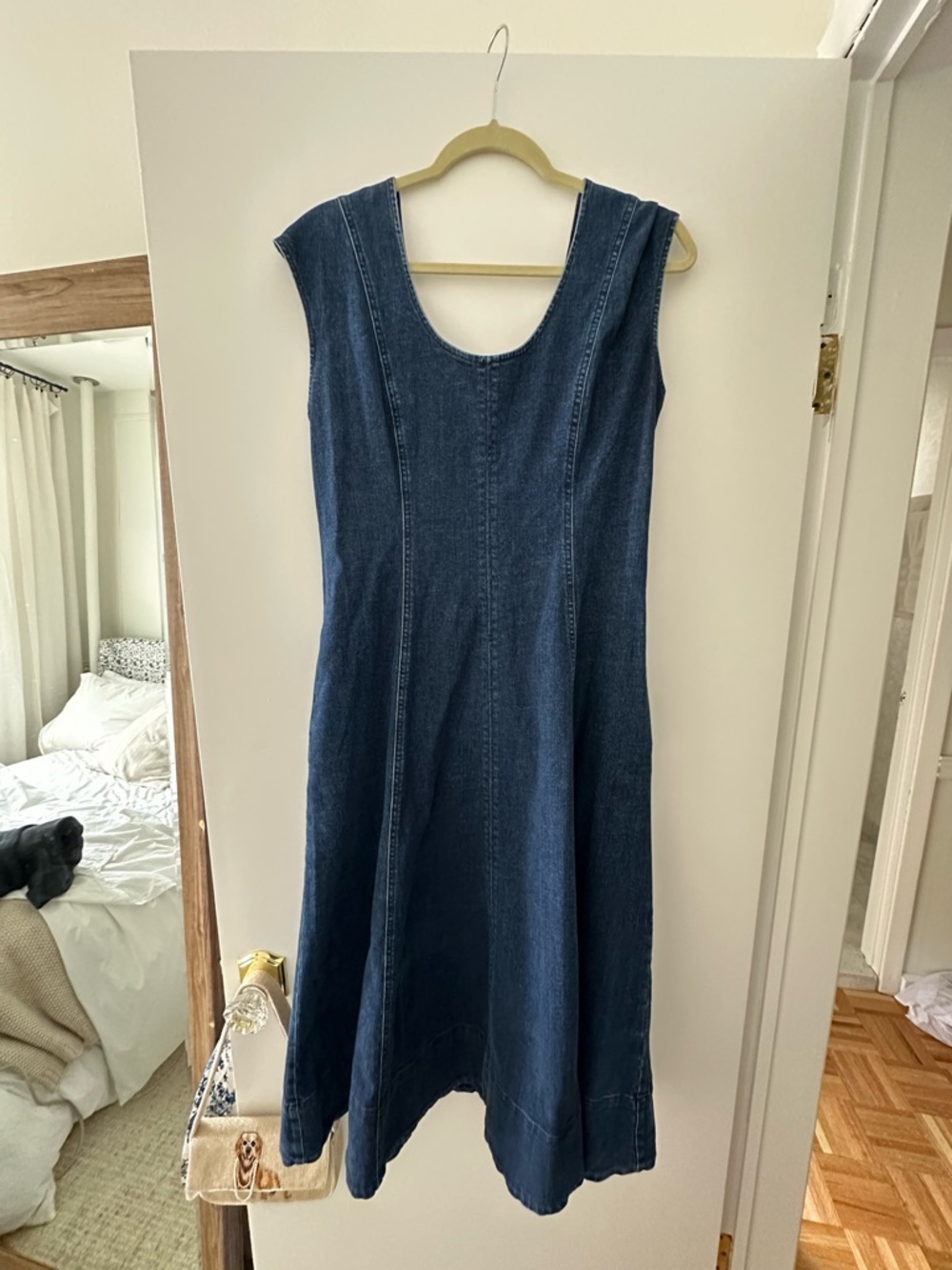 Madewell Denim Seamed Scoopneck Midi Dress